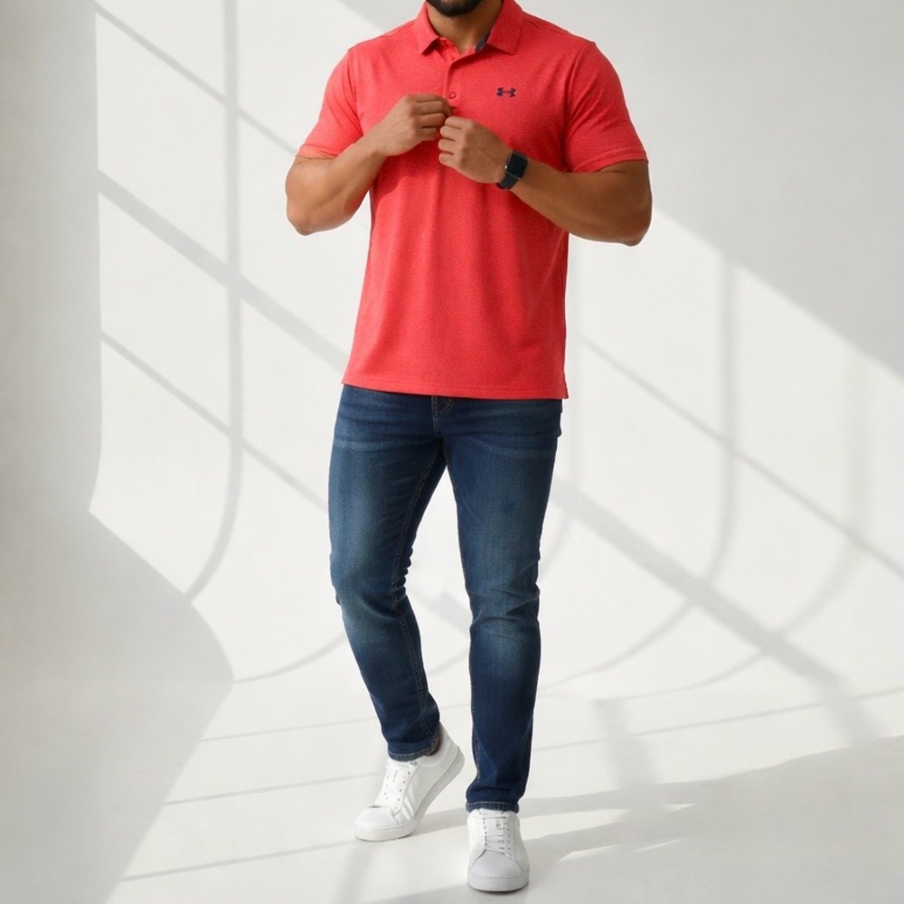 Under Armour The Playoff Polo XXL Heathered Orange Golf Shirt